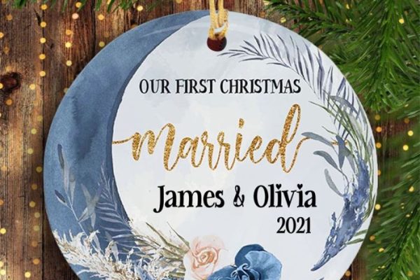 First christmas wedding ornament personalized