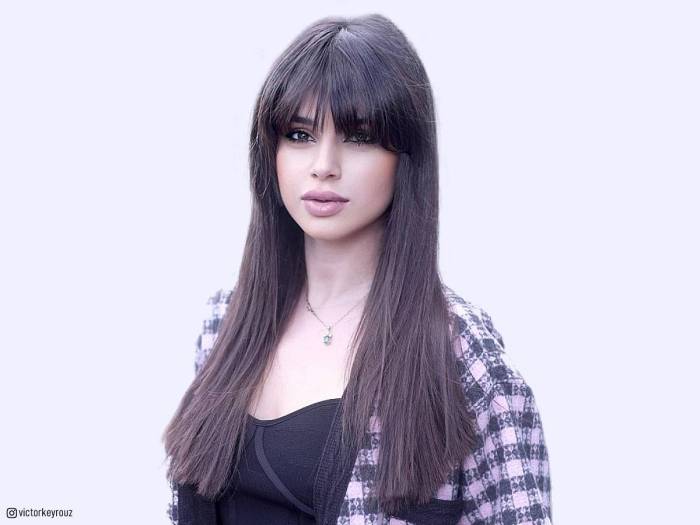 Hairstyles for long straight hair with bangs